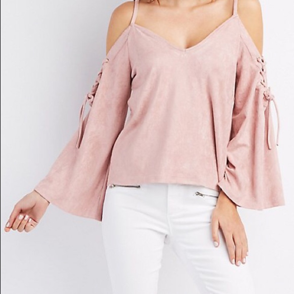 Faux Suede Cold Shoulder Top